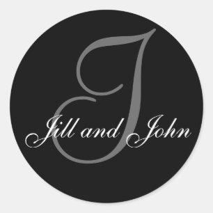 Redonda Apellido inicial I más nombres Pegatina negro