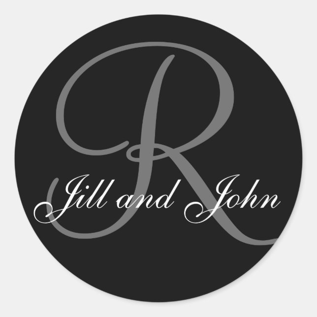 Redonda Apellido R inicial más el pegatina negro de los (Anverso)