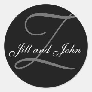 Redonda Apellido Z inicial más el pegatina negro de los