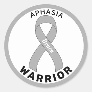 Redonda Aphasia Warrior Ribbon Pegatina de Ronda Blanca