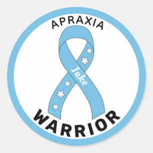 Redonda Apraxia Warrior Ribbon Pegatina de Ronda Blanca