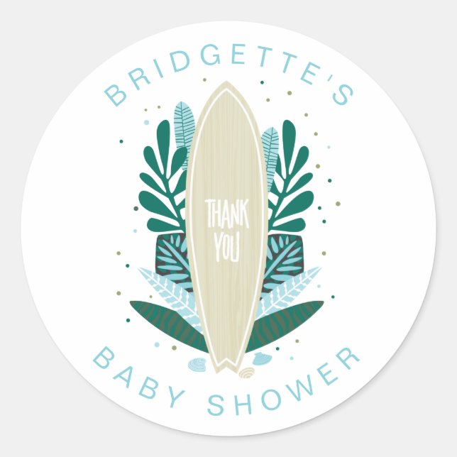 Redonda Aqua Baby On Board Gracias Pegatina Circular Clási (Anverso)