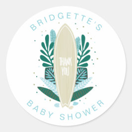 Redonda Aqua Baby On Board Gracias Pegatina Circular Clási