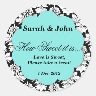 Redonda Aqua damask Cómo dulce es Pegatina
