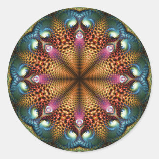 Redonda Aqua Golden Mandala Fractal Star Pegatina