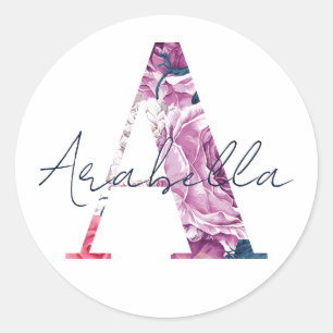 Redonda Arabella Nombre Personalizado Pegatina Chicas Etiq