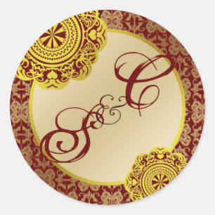 Redonda Arabesque Gold Lace, pegatina de souvenirs monogra