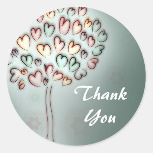Redonda árbol de amor de corazón gracias pegatina