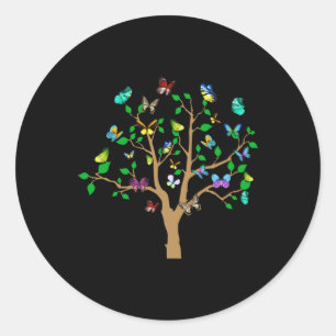 Redonda Árbol de mariposa Hermoso Pegatina de diseño natur
