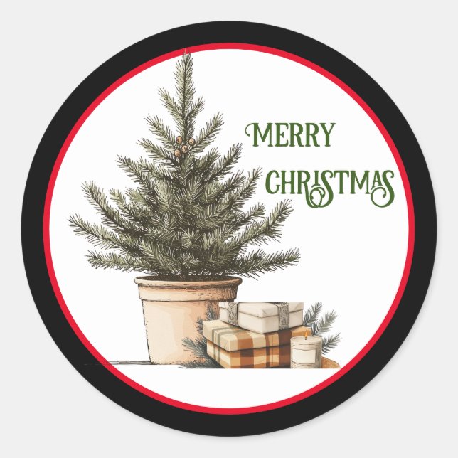 Redonda Árbol de Navidad con Pegatina de regalos (Anverso)