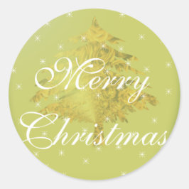 Redonda Árbol verde de Pegatina dorado de Navidad con estr