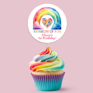 Redonda Arcoiris de divertida acuarela Cumpleaños Pegatina