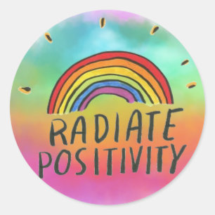Redonda Arcoiris Pegatina de positividad radiante