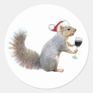 Redonda ardilla Santa con Pegatina de vino