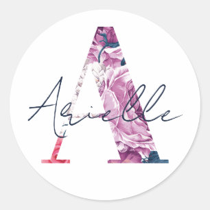 Redonda Arielle Nombre Personalizado Pegatina Chicas Etiqu
