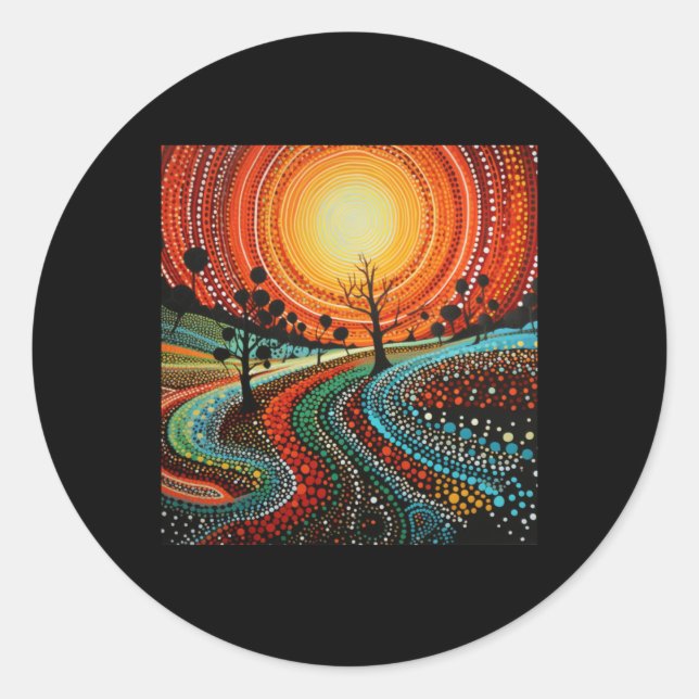 Redonda Arte Auténtico Aborigen - Pegatina Sunlight (Anverso)