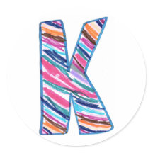 Arte de Kaleb Colorful Letter K Circle Pegatina
