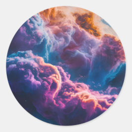 Redonda Arte de nebulosa espacial abstracta - Pegatina col