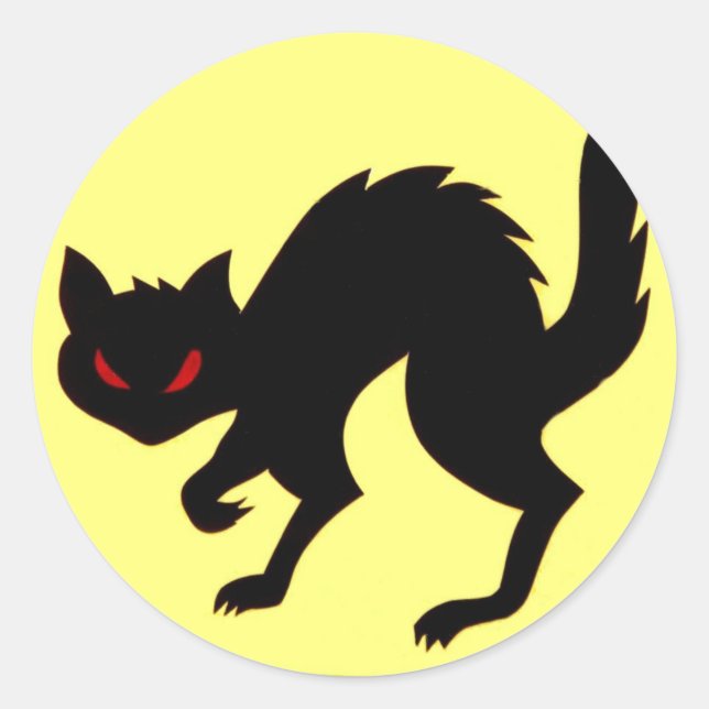 Redonda Arte de Pegatina gato negro AirCraft de la Segunda (Anverso)