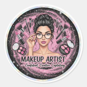 Redonda Artista de Maquillaje Elegante Pegatina Profesiona