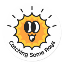 Atrapando algunos rayas Sun Pegatina