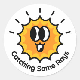 Redonda Atrapando algunos rayas Sun Pegatina