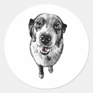Redonda Aussie Look – Pegatina de perro con lengua roja