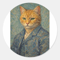 Autorretrato con Remolinos de Ronroneos Pegatina