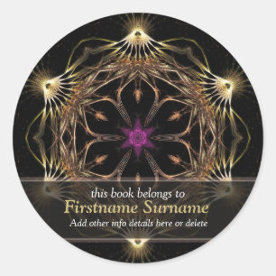 Redonda Avanaza Pegatina de plancha de arte de flores dora