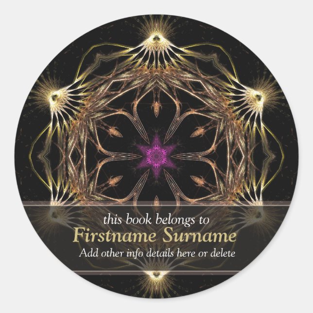 Redonda Avanaza Pegatina de plancha de arte de flores dora (Anverso)