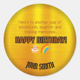 Redonda Aventura a la espera: feliz Pegatina de cumpleaños