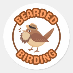 Redonda Aves de oso con Pegatina de barba marrón