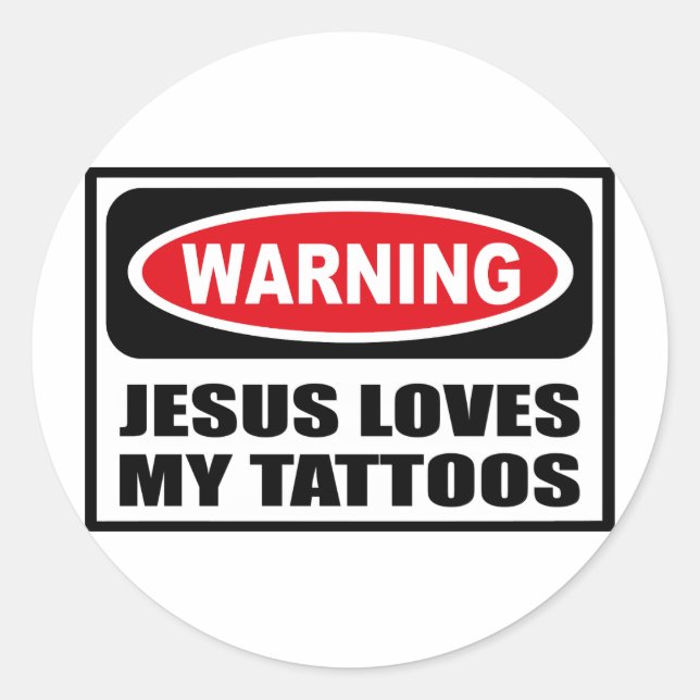Redonda Aviso a JESÚS AMA A MI Pegatina TATTOOS (Anverso)