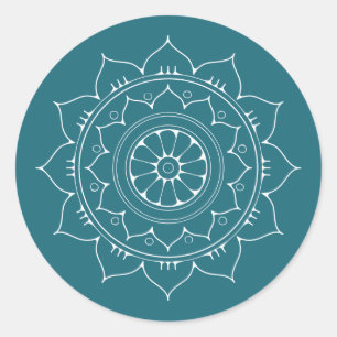 Redonda Azul Verde Mandala Flor pegatina circular oriental
