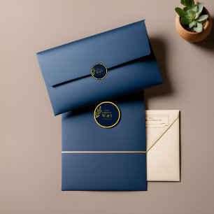 Redonda azul y dorado : pegatina hacedor online : boda