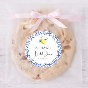 Redonda Azulejos Mediterráneos Pegatina para Despedida de 