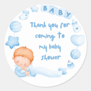 Redonda Baby Boy Shower Gracias Pegatina