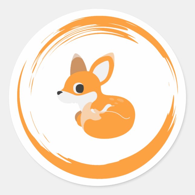 Redonda Baby Fox Pegatina (Anverso)