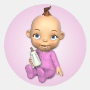 Redonda Baby Girl Toon Pegatina
