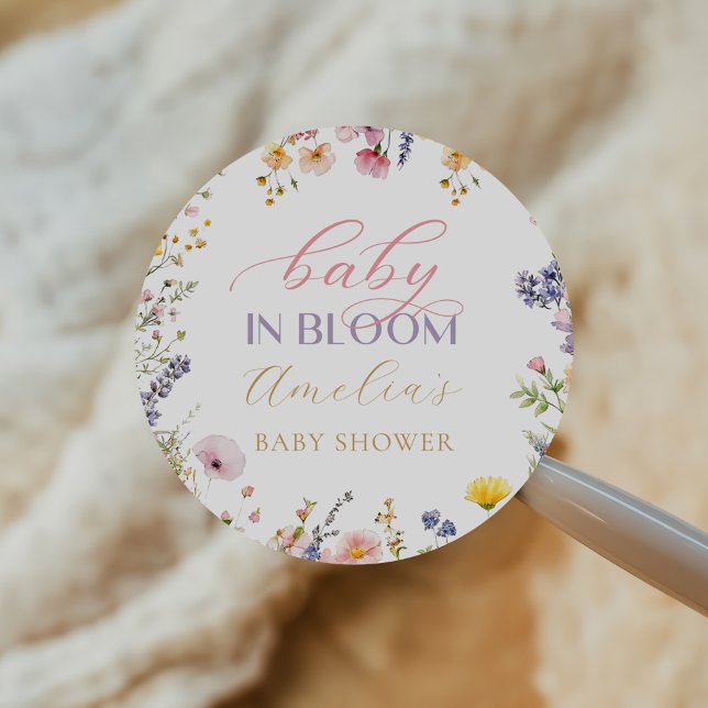 Redonda Baby In Bloom Wildflower Pegatina De Baby Shower (Subido por el creador)