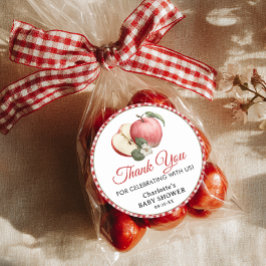 Redonda Baby Shower de Apple of Our Eye Gracias Pegatina