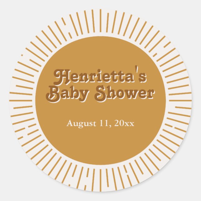 Redonda Baby Shower Gracias Pegatina Aquí Viene El Hijo (Anverso)