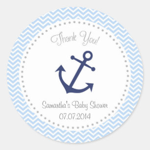 Redonda Baby Shower Nautical Gracias Pegatina