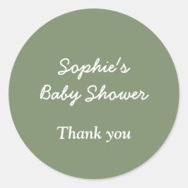 Redonda Baby Shower Sage Green Gracias Pegatina