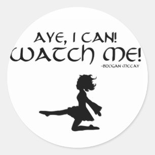 Redonda Bailarín irlandés "Aye puedo!" Pegatina
