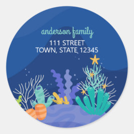 Redonda Bajo el mar Navidades Pegatina redondo clásico