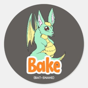 Redonda Bake (Bat + Snake) Pegatina lindo