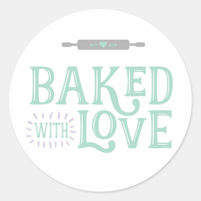 Redonda Baked With Love Round Pegatina (Anverso)