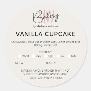 Redonda Bakery Home Allergy Legal License Pegatina de nego