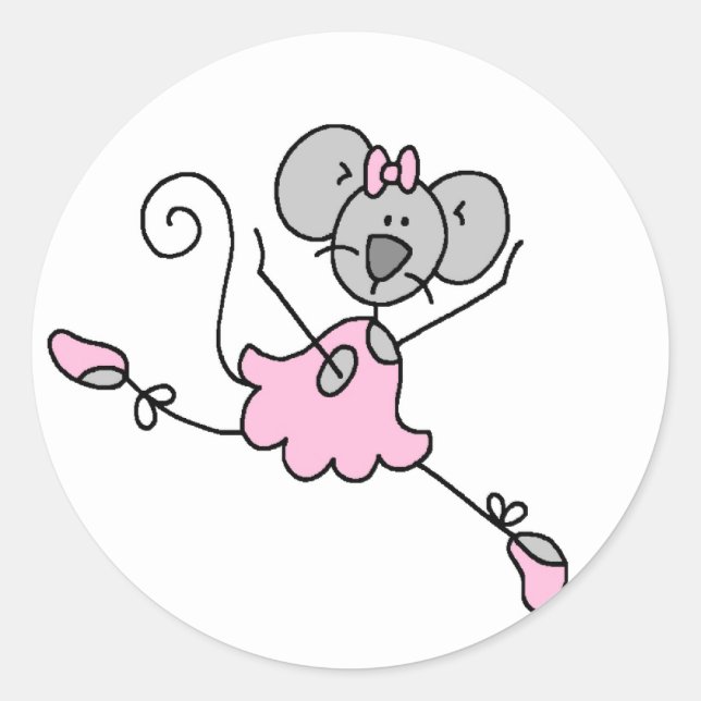 Redonda Ballerina del ratón Una Pegatina (Anverso)